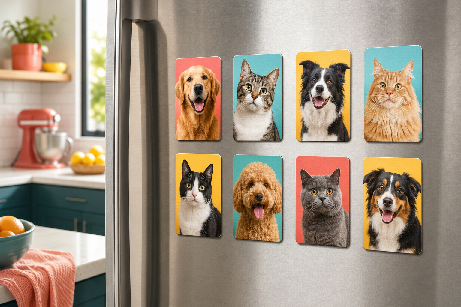 Pet photos on 2.3-inch by 3.5-inch portrait magnets